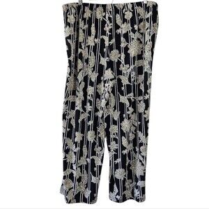 Bob Mackie Pull On Petite Womens Stretchy Floral Striped Career Pants XL PETITE